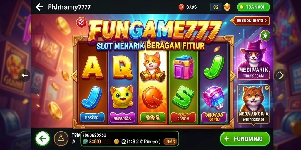 Tampilan seru dari gameplay FUNGAME777 yang penuh dengan simbol menarik.