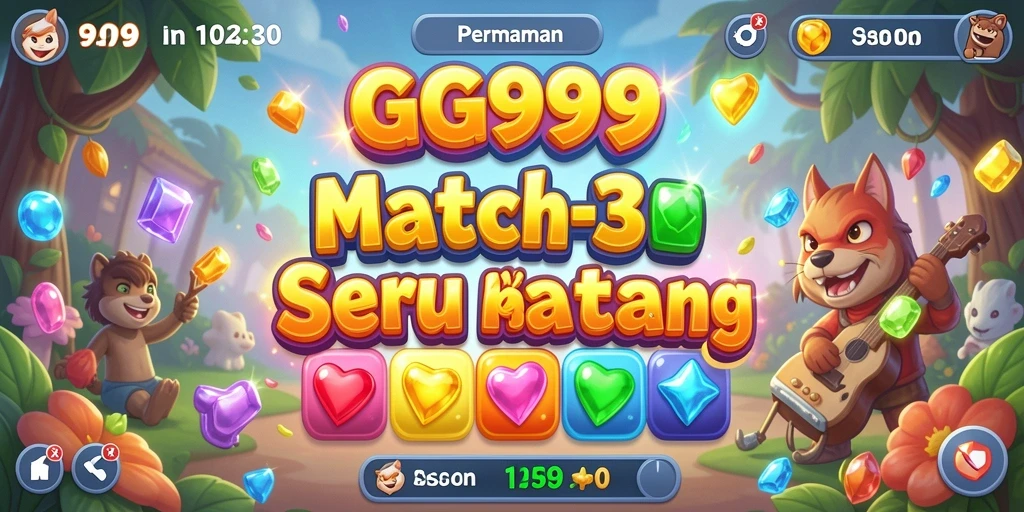 Tangkapan layar menampilkan gameplay seru permainan Match-3.