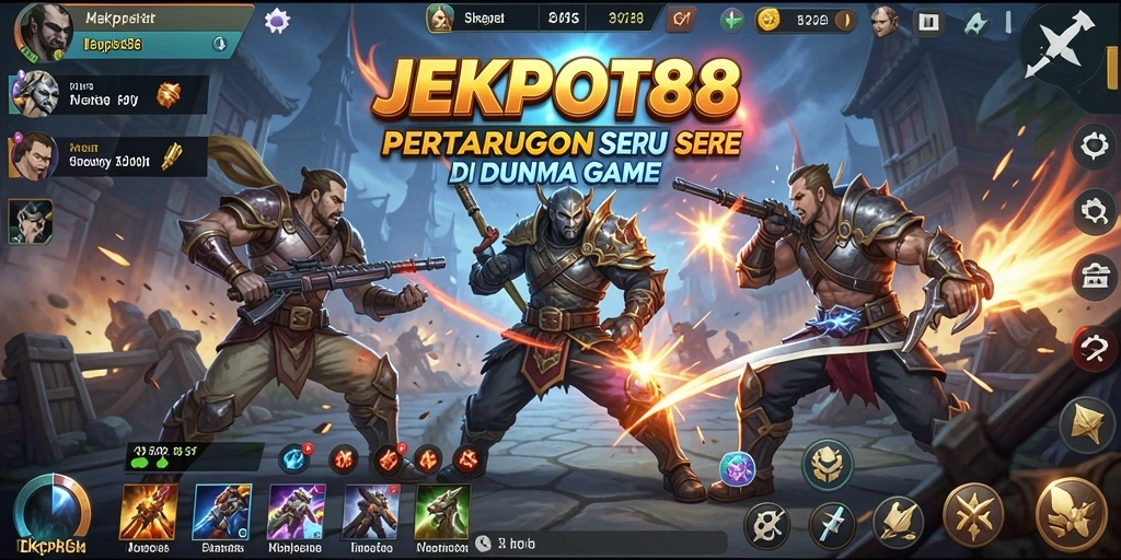 Tangkapan layar dari gameplay JEKPOT88 yang menunjukkan aksi pertarungan hebat.