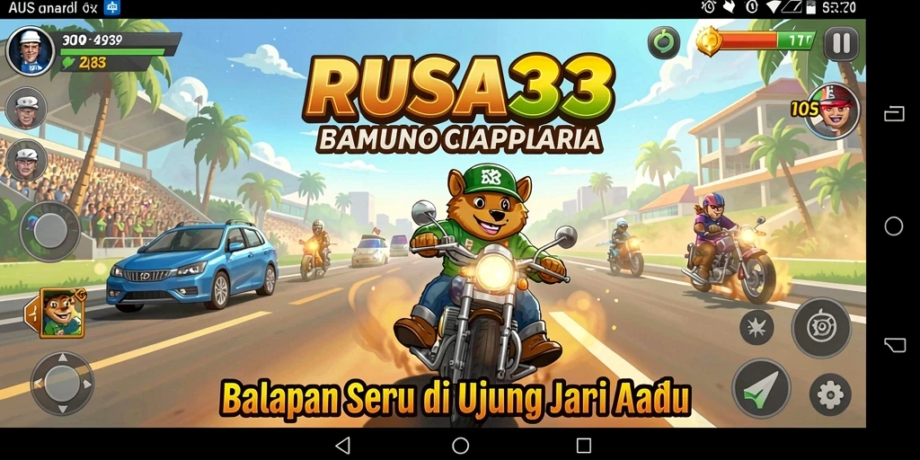 Screenshot gameplay RUSA33 menampilkan aksi balapan mendebarkan.