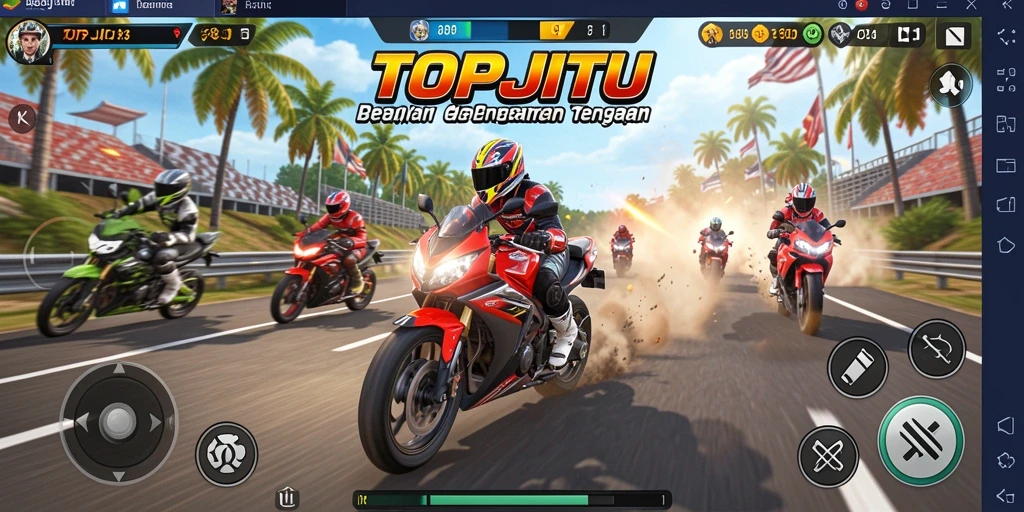 Gameplay seru balapan motor di <strong>TOPJITU</strong> dengan grafik yang menakjubkan.
